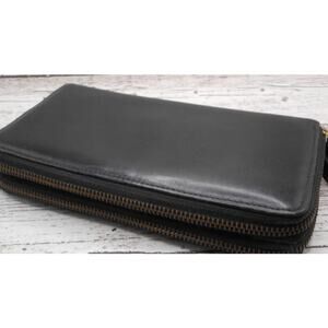 Hobo International Long Double Decker Black Wallet